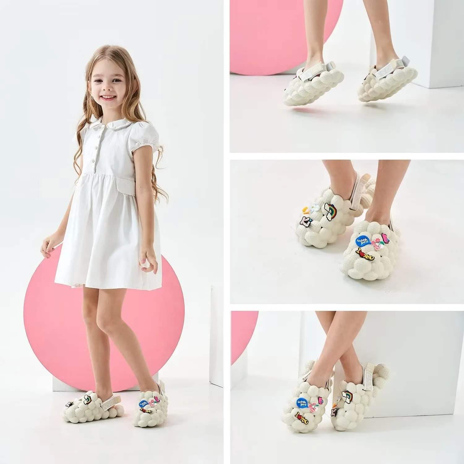 Bubble Slides for Kids, DIY Boys Girls Golf Ball Slides, Toddler Bubble Slides, 2-in-1 Detachable Cloud Slides with Charms and Elastic