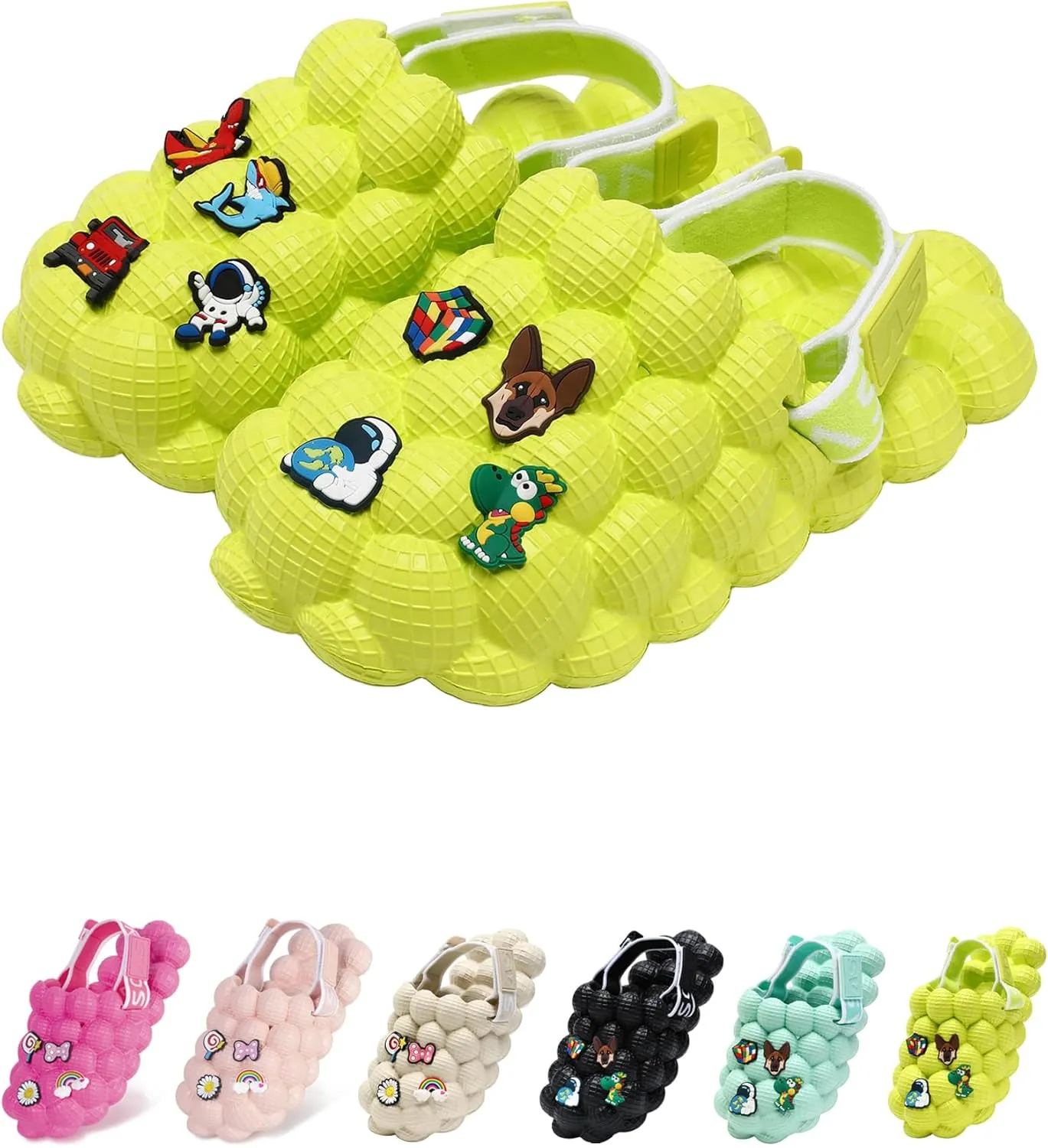 Bubble Slides for Kids, Funny Massage Kids Bubble Ball Slides with charms,Toddler Diy Charms Massage Slippers Adjustable Elastic Band Kids Sandals for Indoor Outdoor