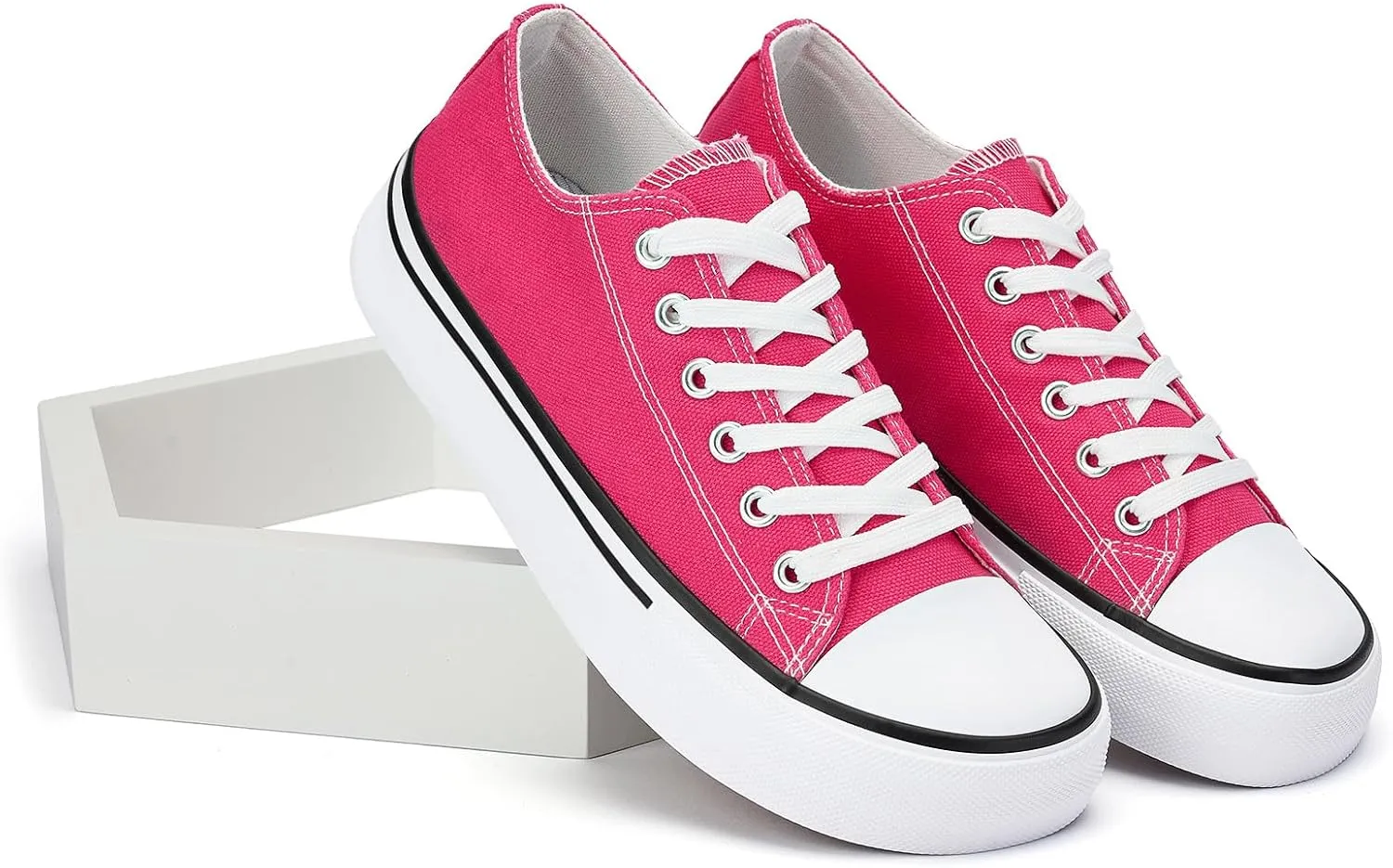 Canvas Shoes for Women Classic Fashion Sneakers Lace Up Low Top Canvas Casual Sneakers Lightweight Breathable Comfort Wide Toe Shoes