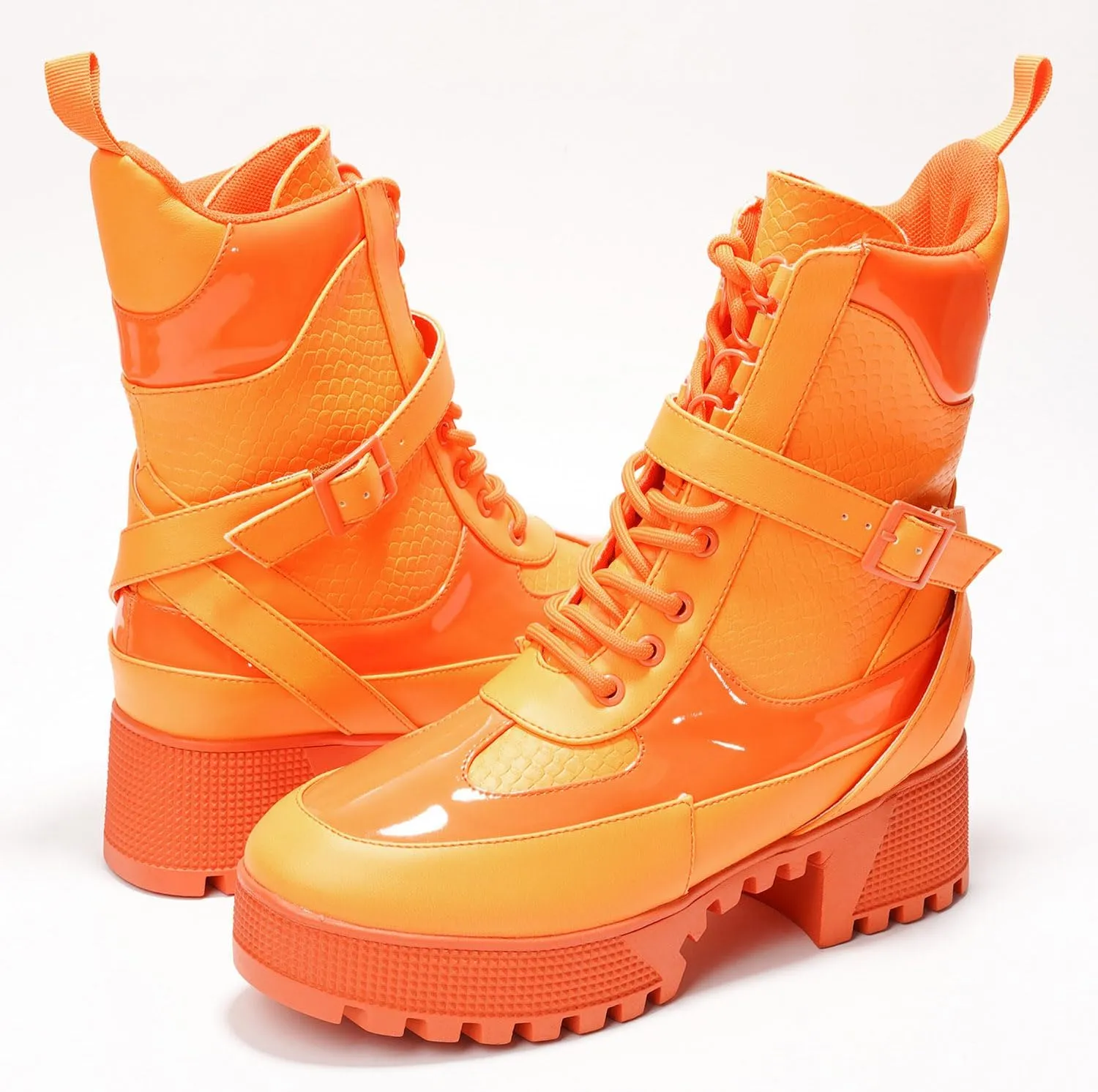 Cape Robbin Women's Hot Rod Chunky Combat Boots - Lace-Up High Top Ankle Booties, Chunky Heel Boots