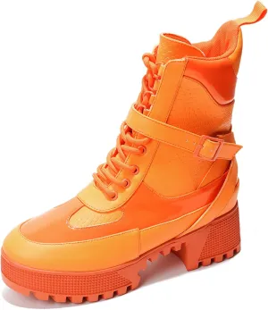 Cape Robbin Women's Hot Rod Chunky Combat Boots - Lace-Up High Top Ankle Booties, Chunky Heel Boots