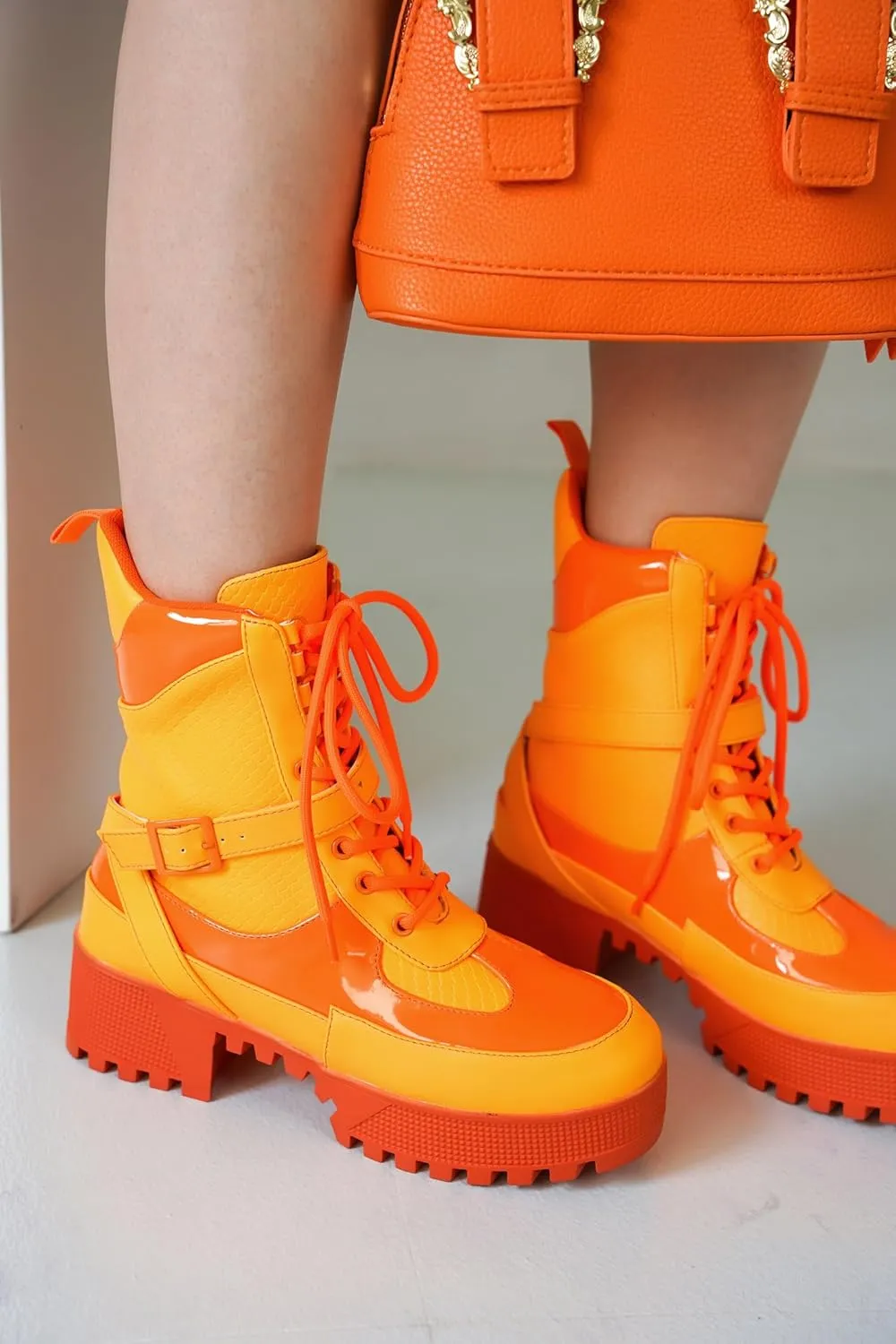 Cape Robbin Women's Hot Rod Chunky Combat Boots - Lace-Up High Top Ankle Booties, Chunky Heel Boots