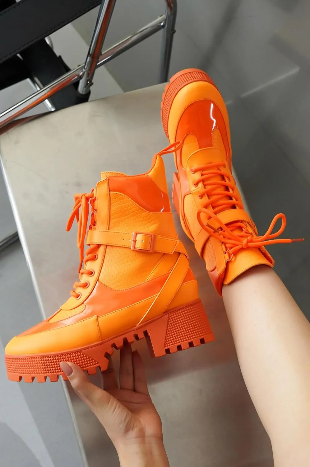 Cape Robbin Women's Hot Rod Chunky Combat Boots - Lace-Up High Top Ankle Booties, Chunky Heel Boots