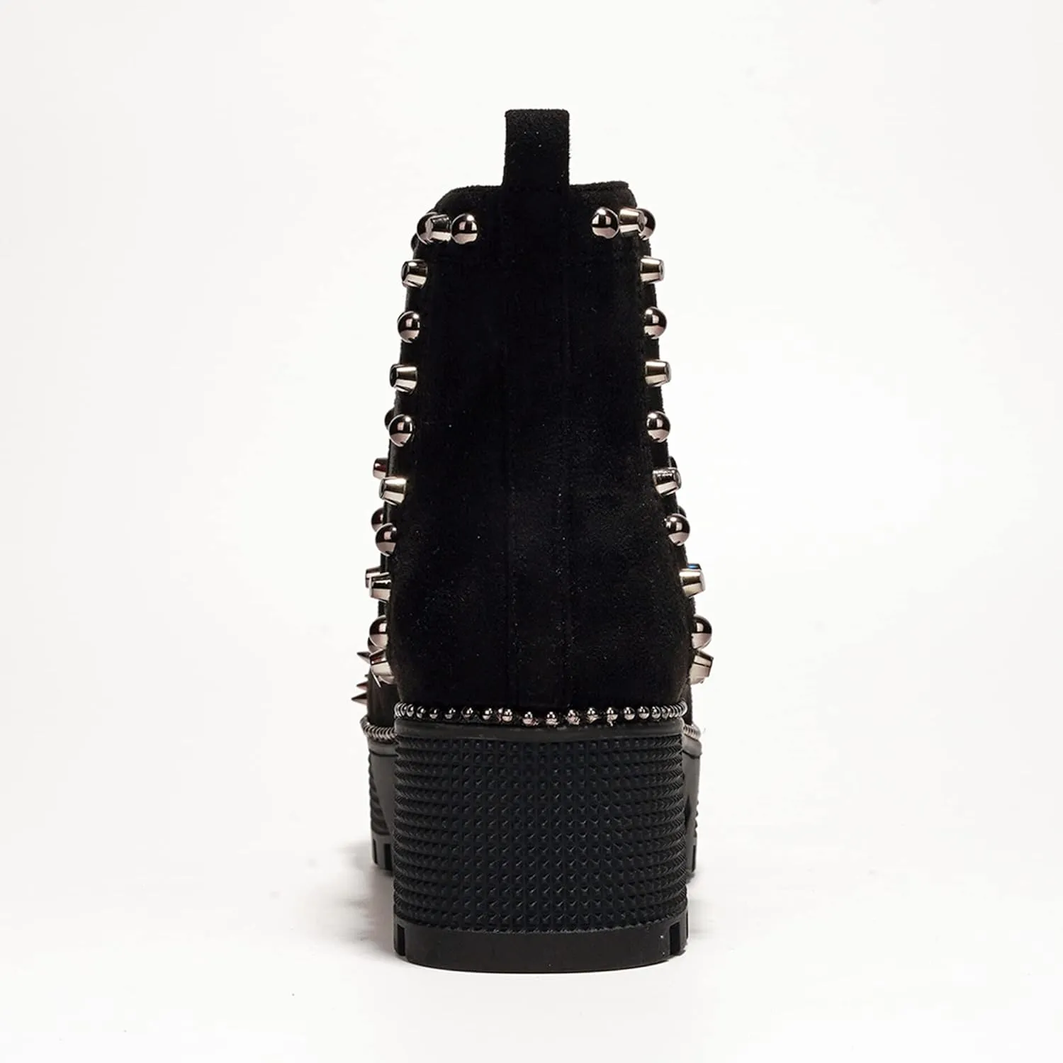 Cape Robbin Women's Platform Combat Ankle Boots - Studded Motorcycle Goth Boots with Spiky Design - Chunky Heel Lace-Up Style (Spiky)