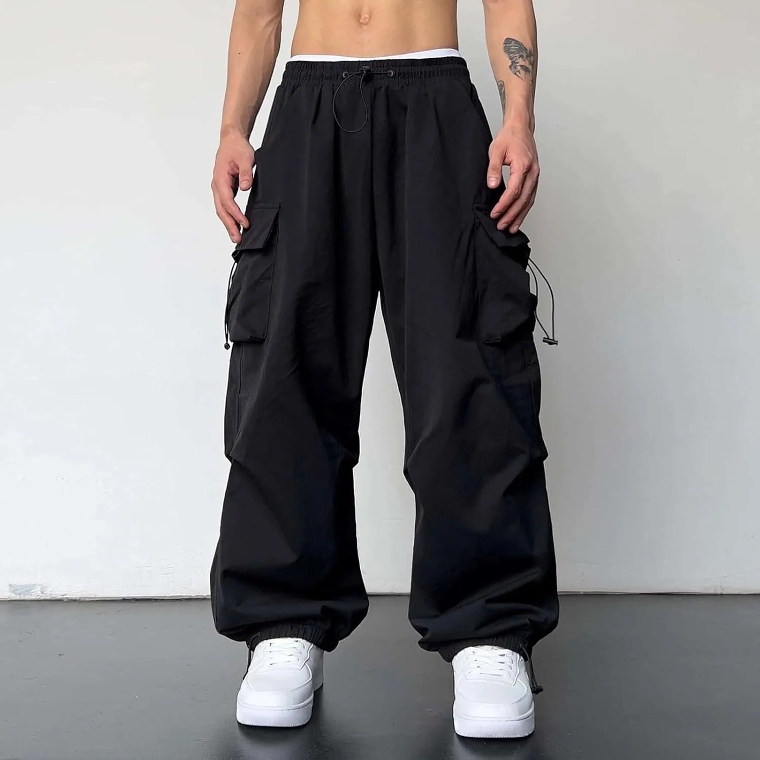 Cargo Work Pant Men Elasticated Casual Track Lounge Pants Loungewear Sweatpant Pockets Relaxed Fit Joggers