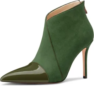 Castamere Women Stiletto High Heel Pointed Toe Ankle Boots Short Bootie Zipper Slip-on Party Office Dress Boots 3.9 Inches