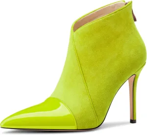 Castamere Women Stiletto High Heel Pointed Toe Ankle Boots Short Bootie Zipper Slip-on Party Office Dress Boots 3.9 Inches