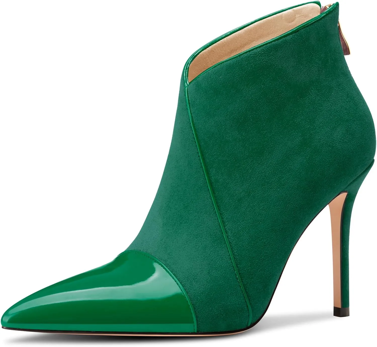 Castamere Women Stiletto High Heel Pointed Toe Ankle Boots Short Bootie Zipper Slip-on Party Office Dress Boots 3.9 Inches