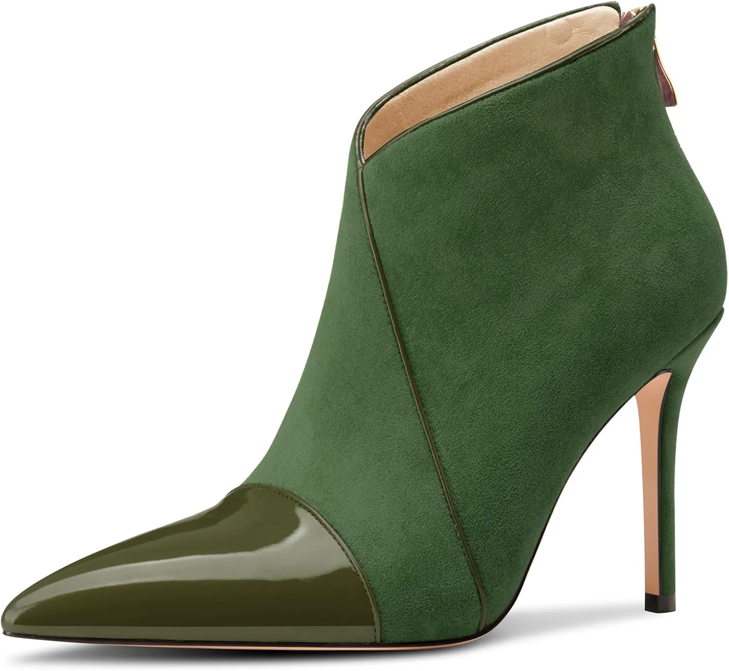 Castamere Women Stiletto High Heel Pointed Toe Ankle Boots Short Bootie Zipper Slip-on Party Office Dress Boots 3.9 Inches