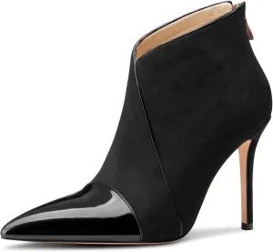 Castamere Women Stiletto High Heel Pointed Toe Ankle Boots Short Bootie Zipper Slip-on Party Office Dress Boots 3.9 Inches
