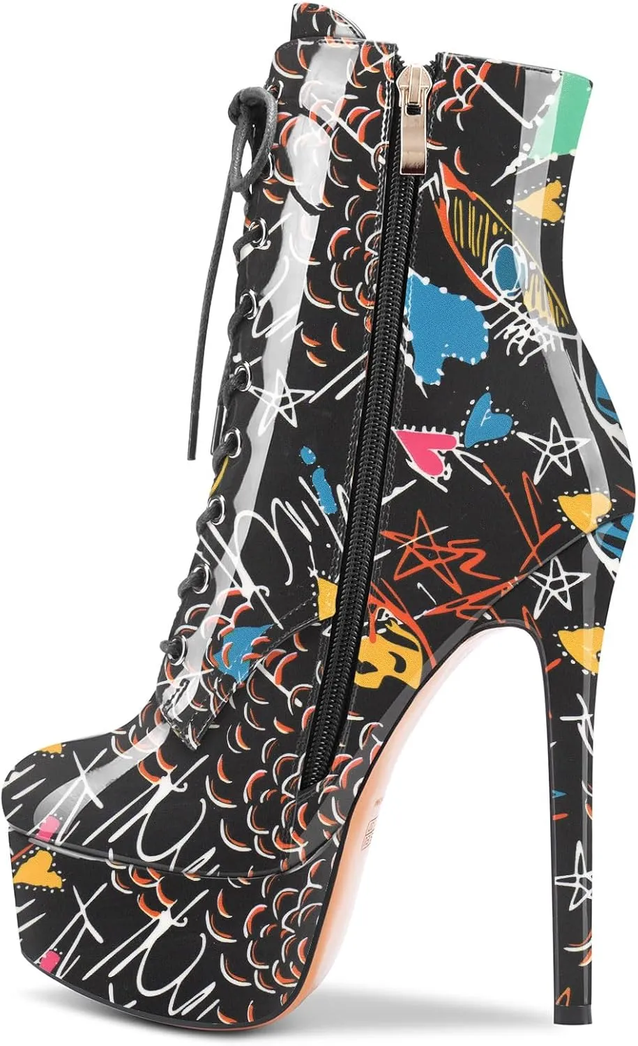 Castamere Womens High Heel Platform Lace Up Ankle Boots Stiletto Heel Boot With Zipper Round Toe 6 Inch Heels