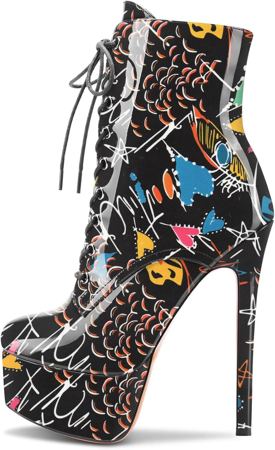 Castamere Womens High Heel Platform Lace Up Ankle Boots Stiletto Heel Boot With Zipper Round Toe 6 Inch Heels