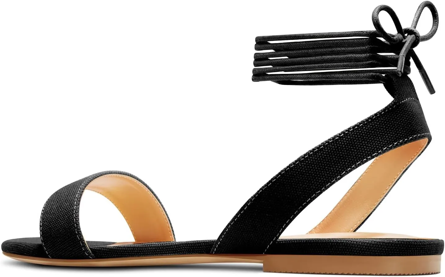 Castamere Womens Low Heel Open Toe Ankle Strap Lace-up Flats Shoes Sandals Casual Basic Classic Denim Summer 0.4 Inches Heels