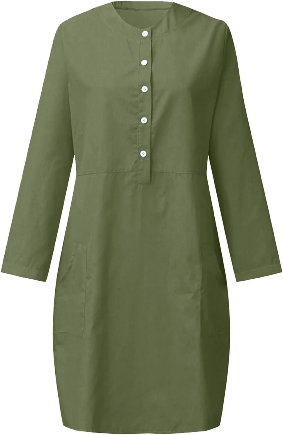 Casual Button Down Dress for Women with Pockets 3/4 Sleeve Shift Dress Shift Summer Casual Work