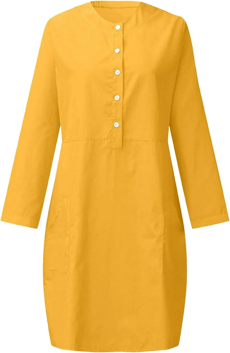 Casual Button Down Dress for Women with Pockets 3/4 Sleeve Shift Dress Shift Summer Casual Work