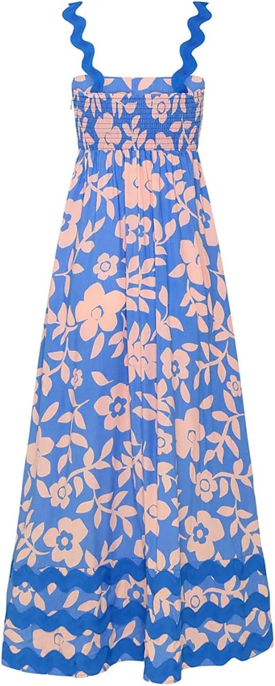 Ceboyel Women Summer Vacation Dresses 2024 Flowy Boho Maxi Long Dress Tiered Casual Sundresses Trendy Beachy Clothing