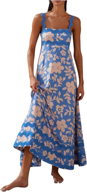 Ceboyel Women Summer Vacation Dresses 2024 Flowy Boho Maxi Long Dress Tiered Casual Sundresses Trendy Beachy Clothing