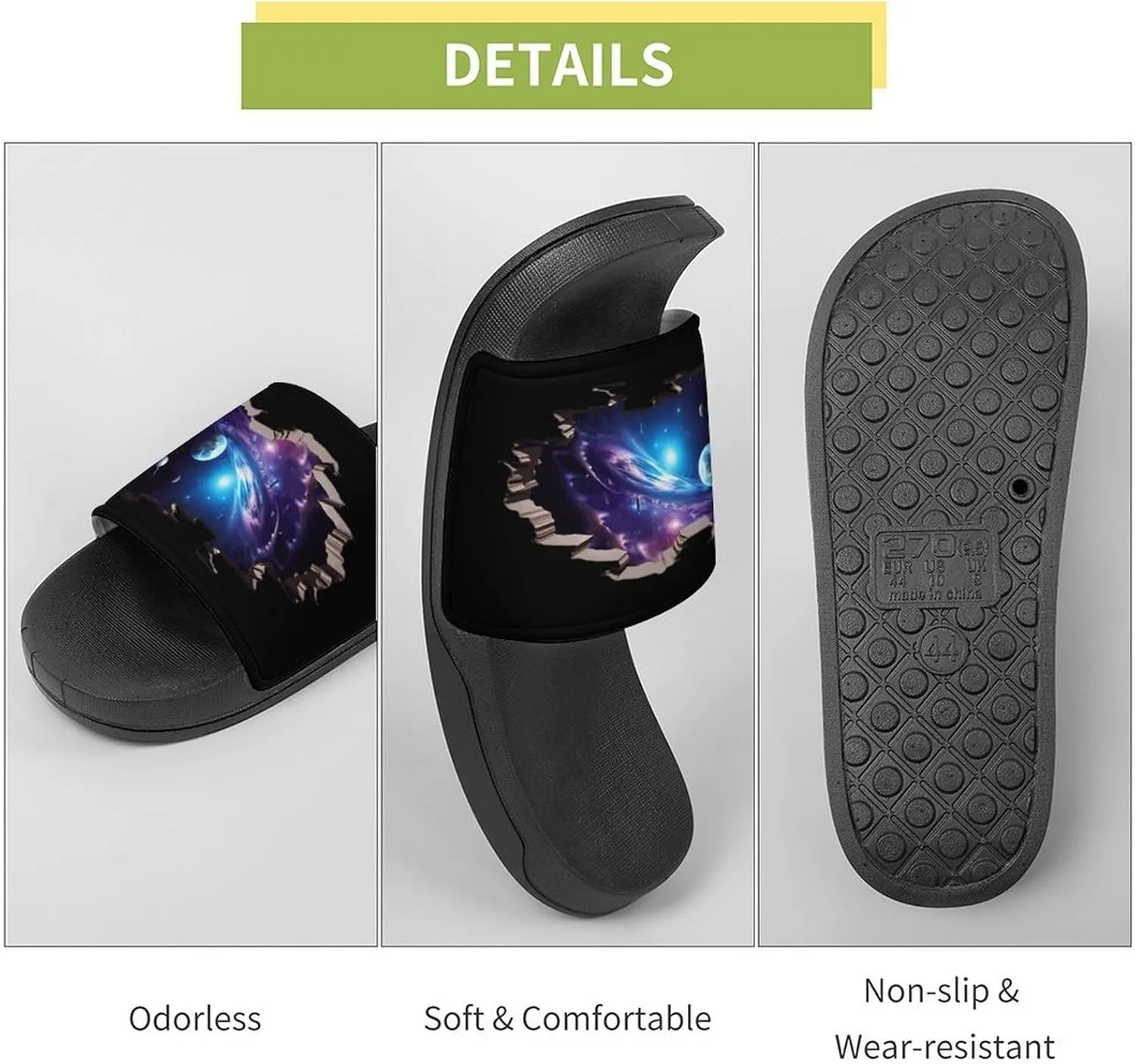 Ceiling Stars Planet Galaxy House Sandals Non Slip Slippers Quick Drying Bathroom Shower Shoes for Women Men