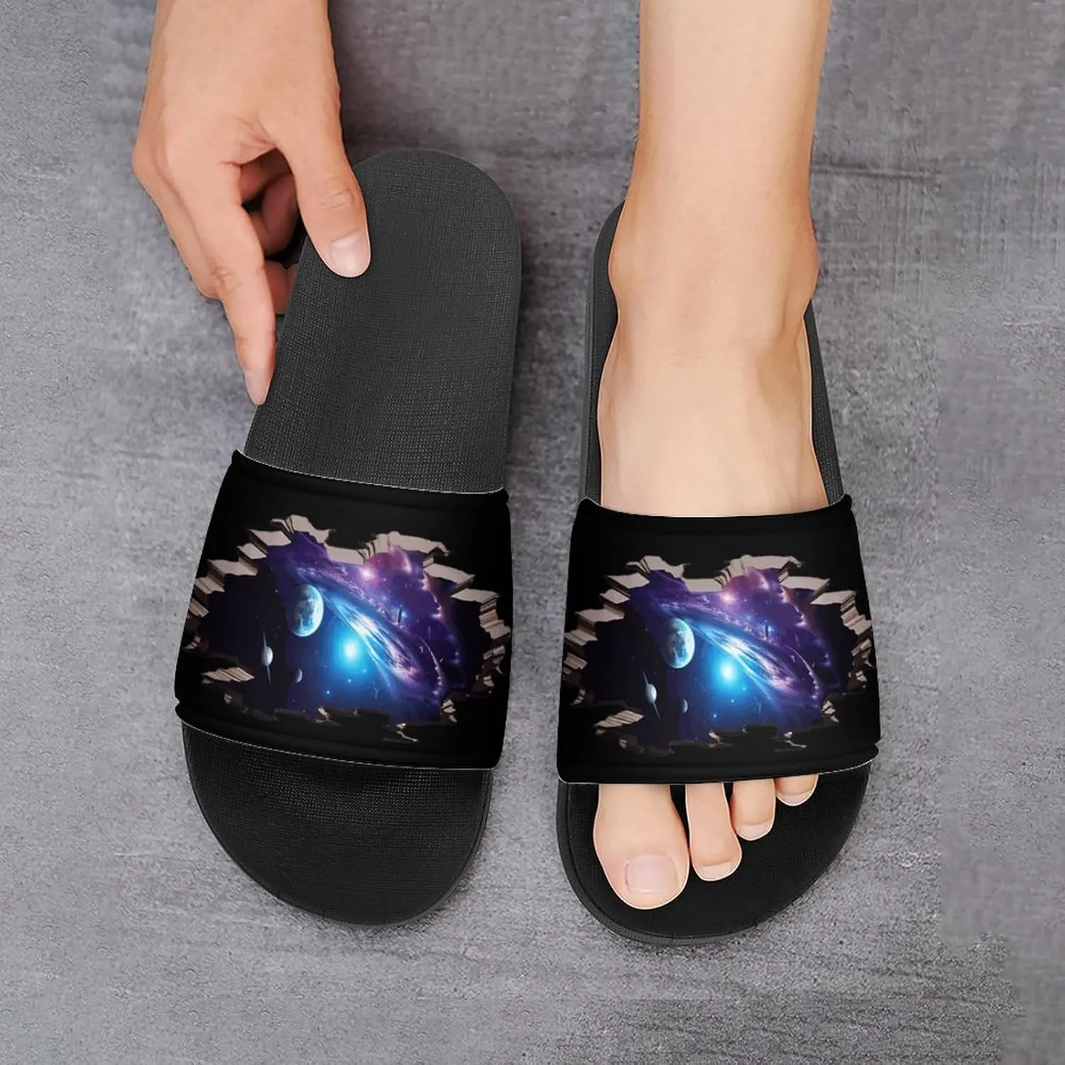 Ceiling Stars Planet Galaxy House Sandals Non Slip Slippers Quick Drying Bathroom Shower Shoes for Women Men