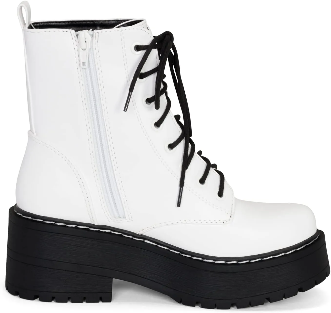 Chariot & Co Pure Women's Chunky Lug Sole Combat Lace-Up Side Zipper Fashion Ankle Boot - Stylish & Sturdy Women's Boots for Fashion and Comfort