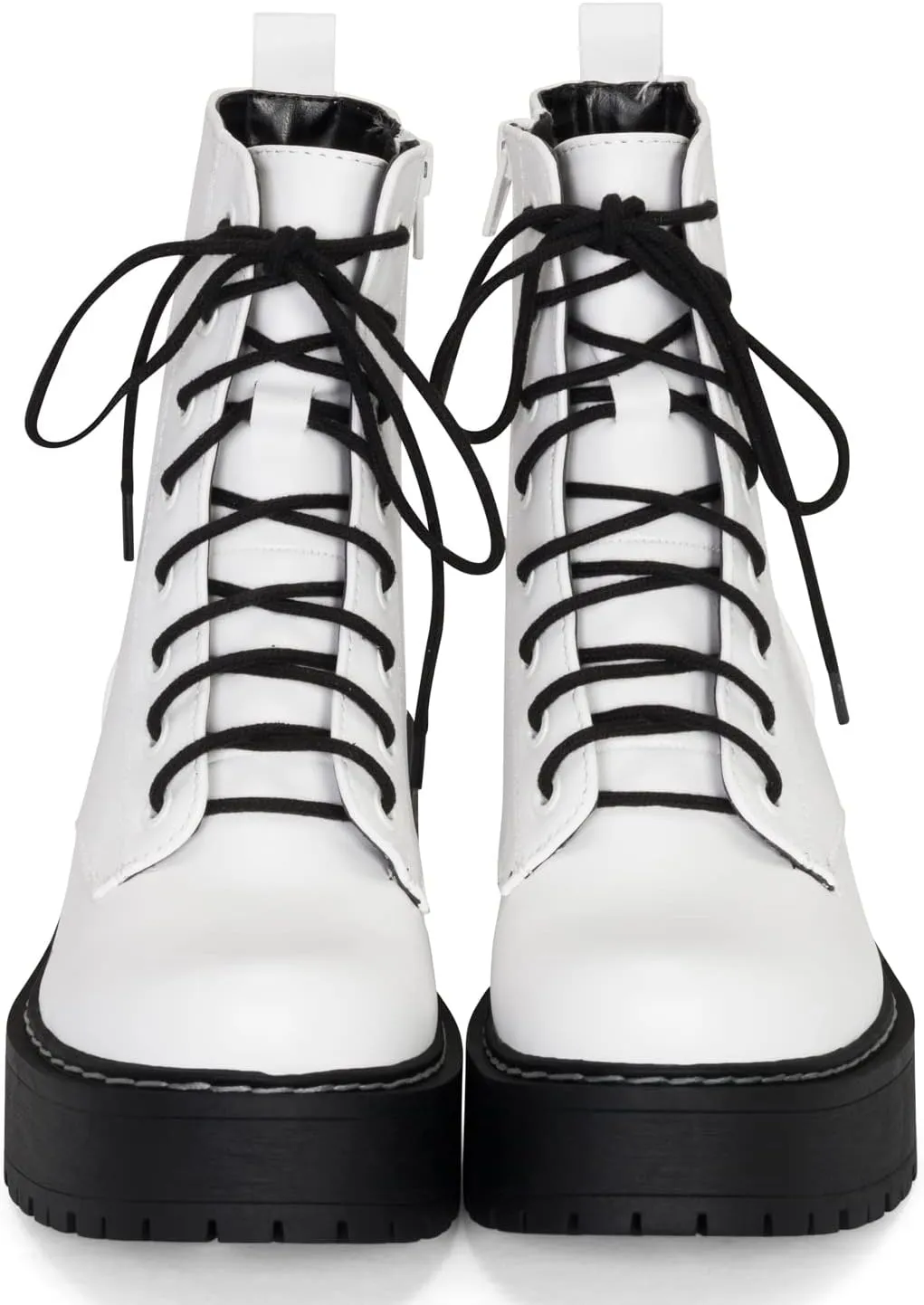 Chariot & Co Pure Women's Chunky Lug Sole Combat Lace-Up Side Zipper Fashion Ankle Boot - Stylish & Sturdy Women's Boots for Fashion and Comfort