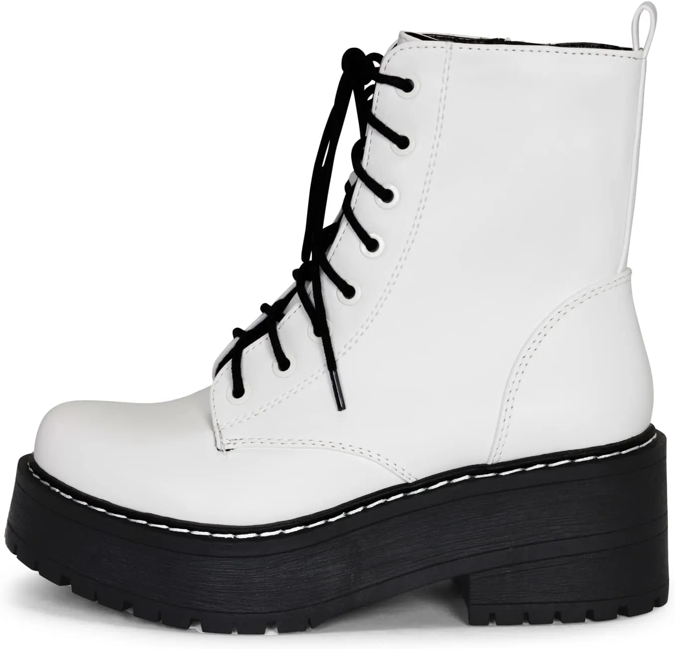 Chariot & Co Pure Women's Chunky Lug Sole Combat Lace-Up Side Zipper Fashion Ankle Boot - Stylish & Sturdy Women's Boots for Fashion and Comfort