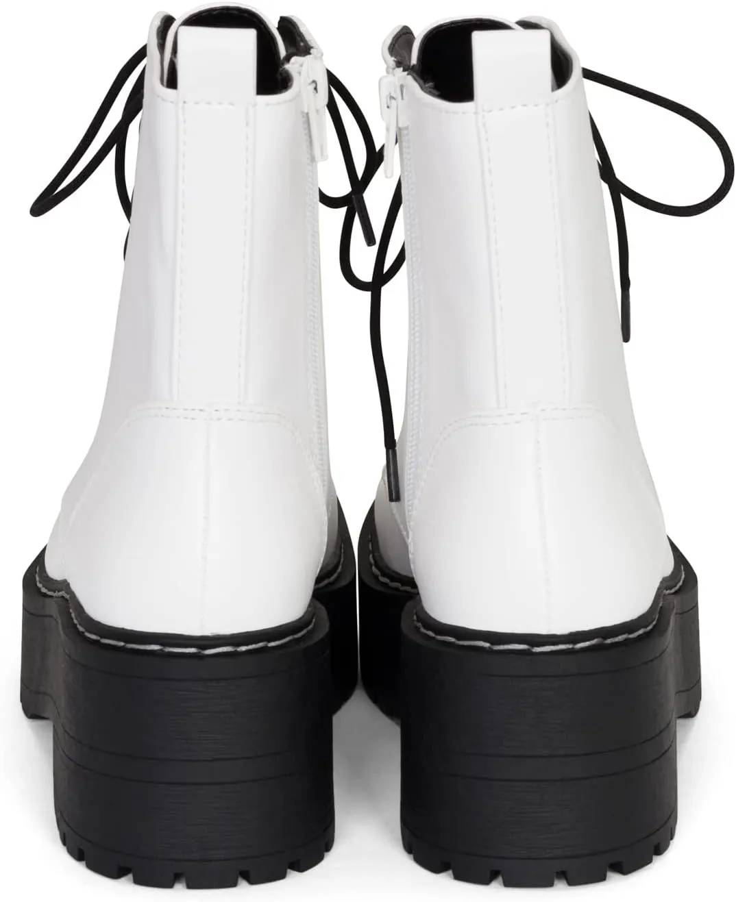 Chariot & Co Pure Women's Chunky Lug Sole Combat Lace-Up Side Zipper Fashion Ankle Boot - Stylish & Sturdy Women's Boots for Fashion and Comfort