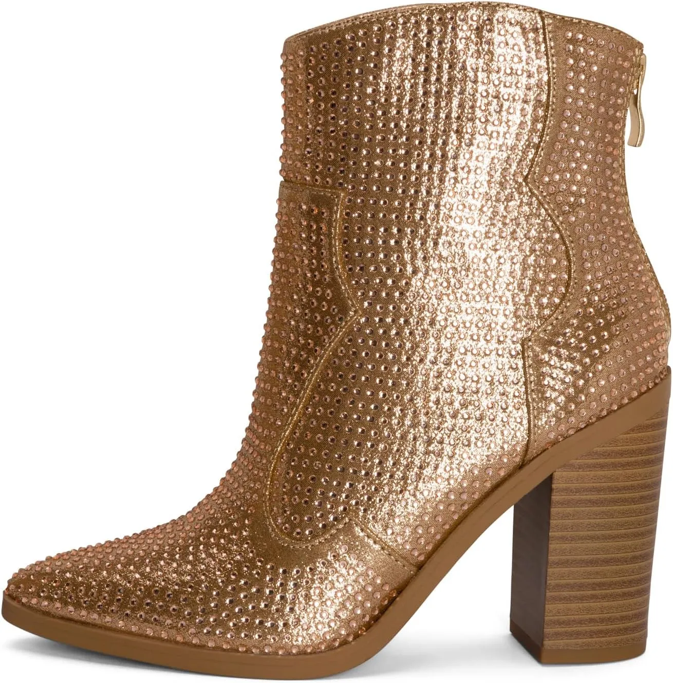 Chariot & Co Wyatt Sparkly Cowgirl Boots for Women – Silver, Gold, Black Western Ankle Booties with Rhinestones – Bedazzled Cowboy Boots 3.25” Heel