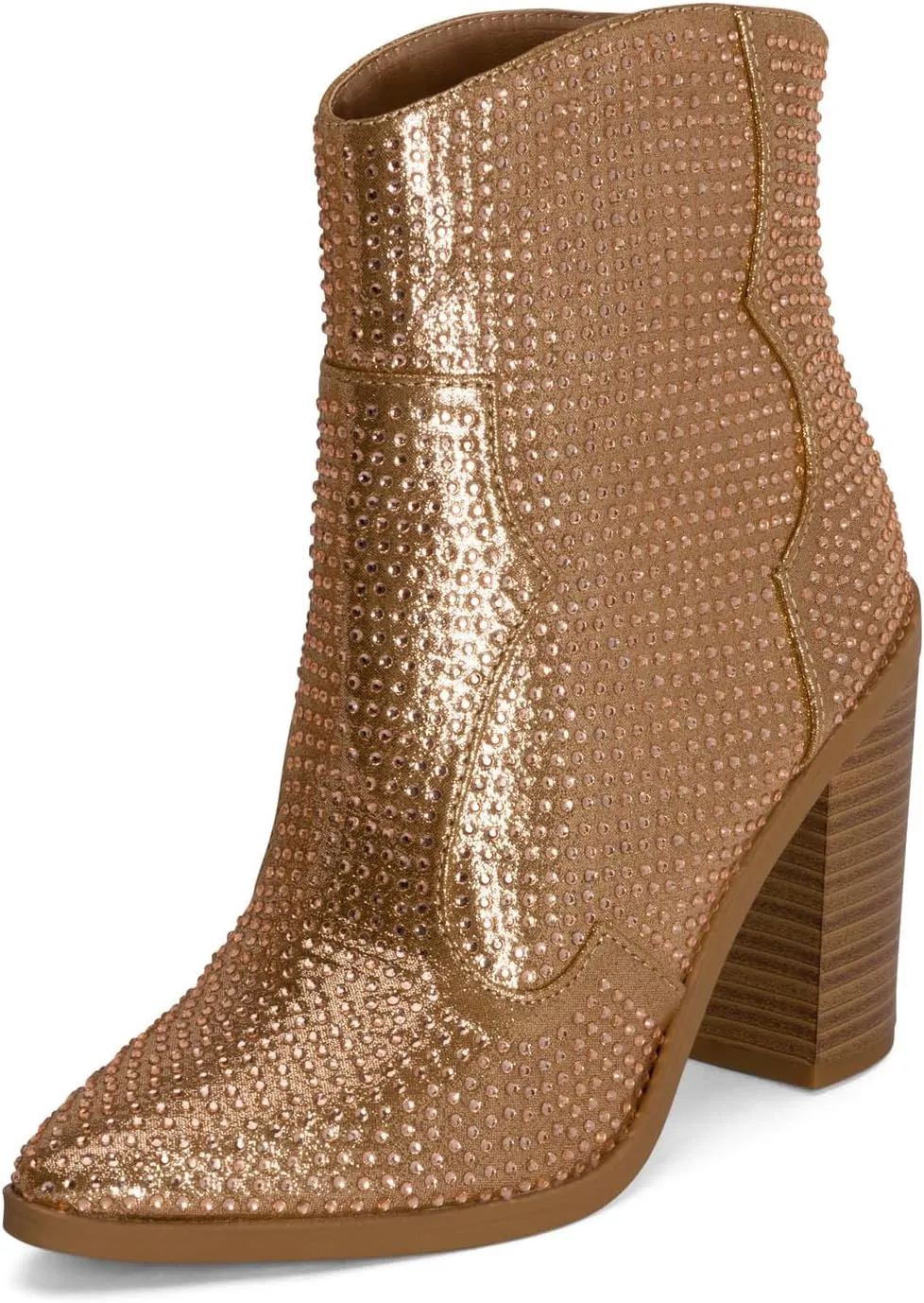 Chariot & Co Wyatt Sparkly Cowgirl Boots for Women – Silver, Gold, Black Western Ankle Booties with Rhinestones – Bedazzled Cowboy Boots 3.25” Heel