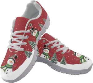Christmas Women's Sneakers Comfortable Anti-Skid Workout Tennis Sneakers for Womens Low-Top Lightweight Lace-Up Outdoor Walking Shoes for Ladies US 5-12