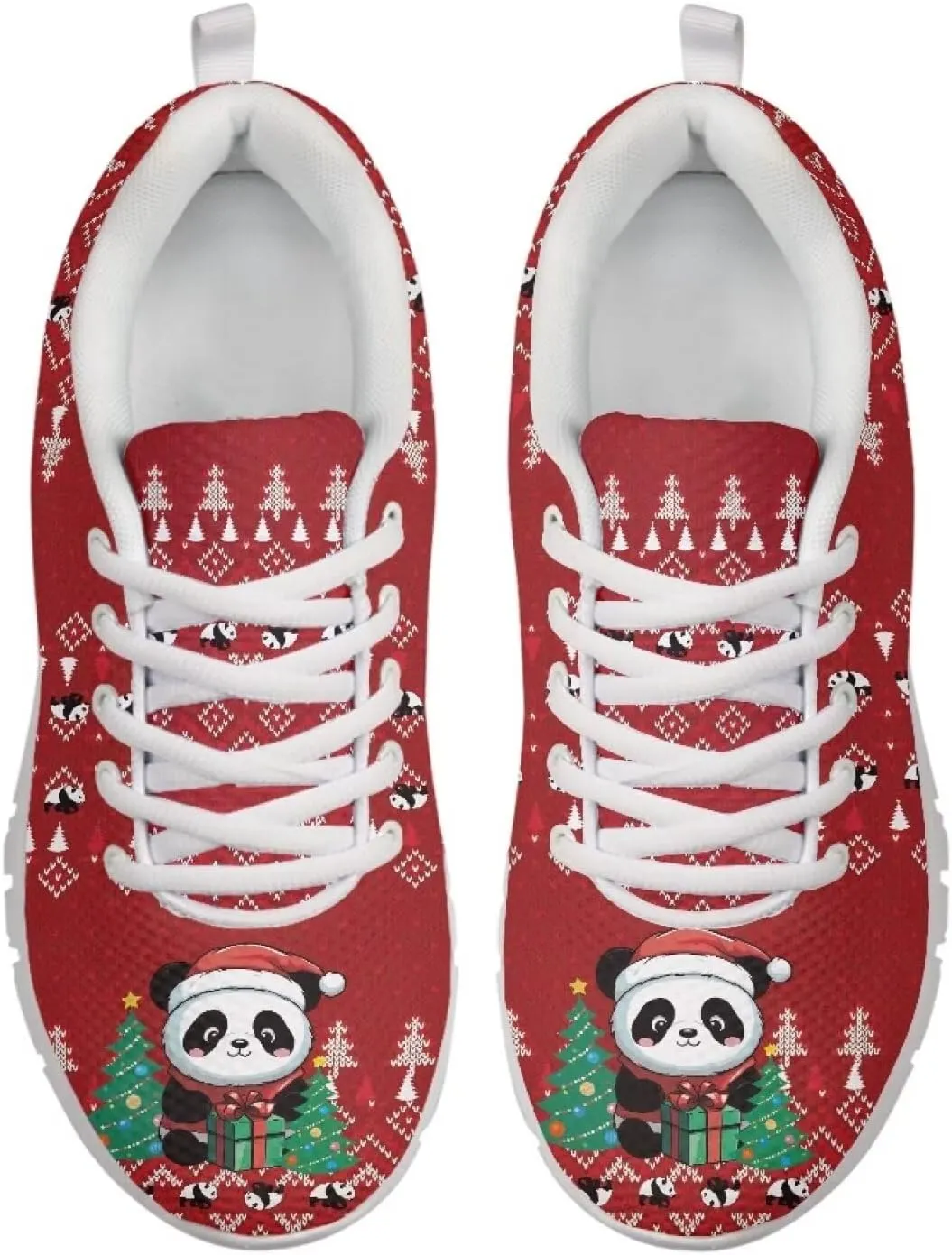 Christmas Women's Sneakers Soft Lace-Up Workout Tennis Sneakers for Womens Low-Top Anti-Skid Lightweight Outdoor Exercise Walking Shoes for Ladies US 5-12