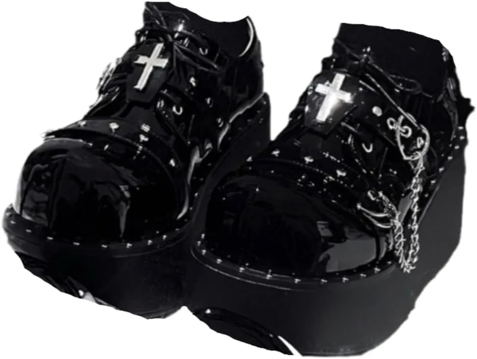 Church Emo Shoes Y2K Retro Rave Boots Grunge Chunky Shoes for Women - Non Slip Kawaii Elegant Cute Core Comfort Birthday Gifts for Preppy Teen Girls Rococo Lolita Summer Back To School Party