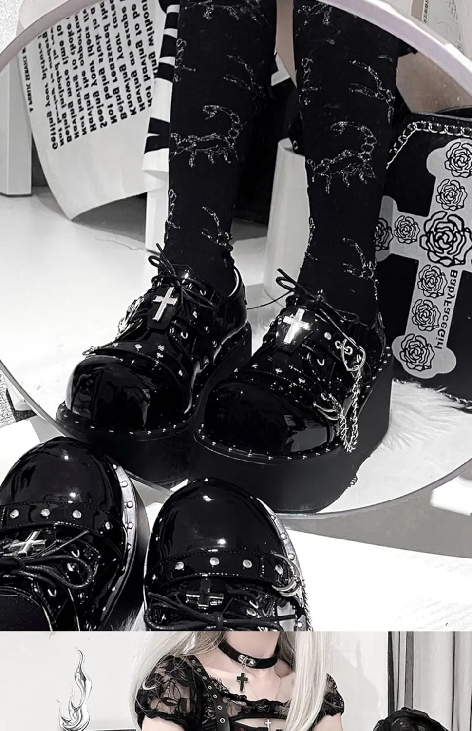 Church Emo Shoes Y2K Retro Rave Boots Grunge Chunky Shoes for Women - Non Slip Kawaii Elegant Cute Core Comfort Birthday Gifts for Preppy Teen Girls Rococo Lolita Summer Back To School Party