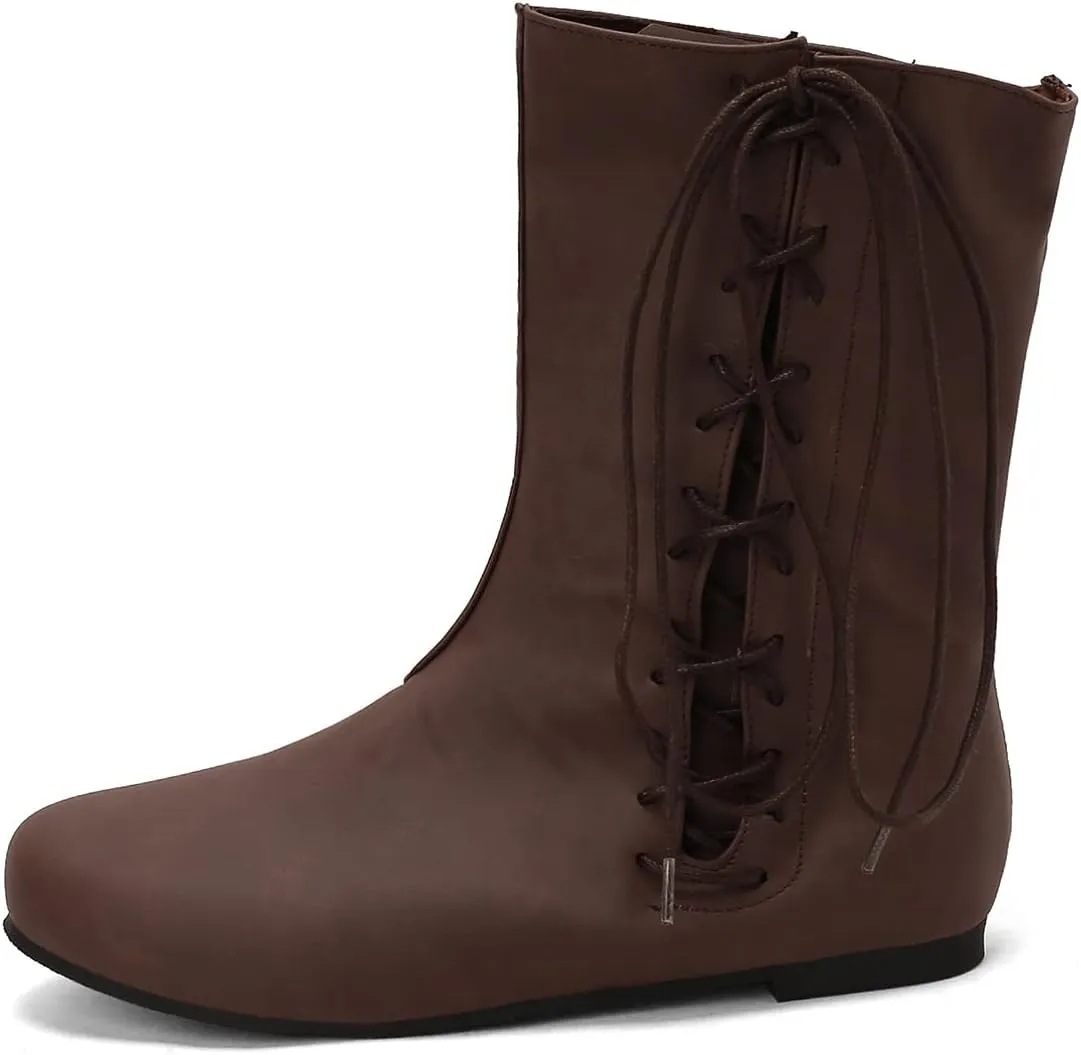 Ciuyurra Retro Moccasin Ankle Boots Flats Lace up Ancient Roman Gladiator Boots