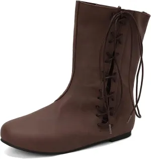 Ciuyurra Retro Moccasin Ankle Boots Flats Lace up Ancient Roman Gladiator Boots