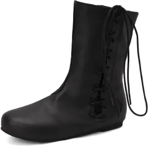 Ciuyurra Retro Moccasin Ankle Boots Flats Lace up Ancient Roman Gladiator Boots
