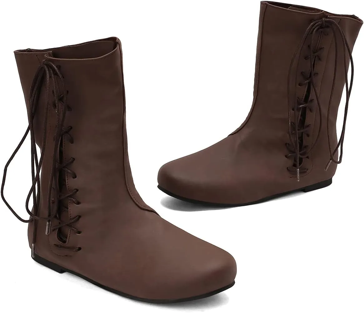 Ciuyurra Retro Moccasin Ankle Boots Flats Lace up Ancient Roman Gladiator Boots