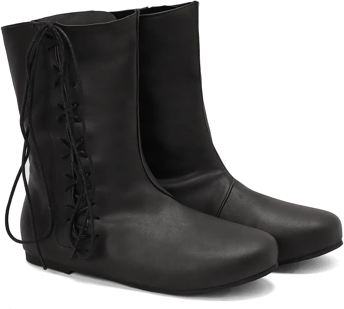 Ciuyurra Retro Moccasin Ankle Boots Flats Lace up Ancient Roman Gladiator Boots