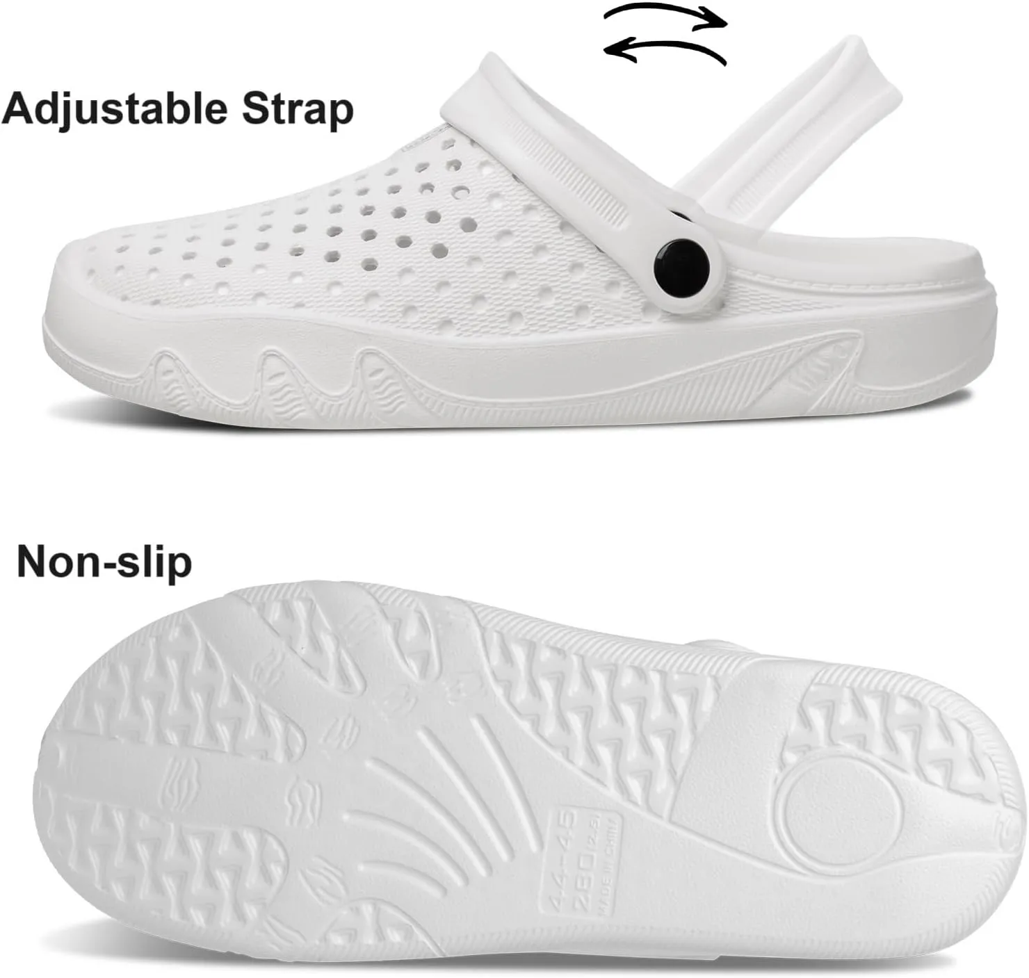 clapzovr Unisex Garden Clogs Shoes with Straps Ultralight, Shower Shoes Clogs for Women Men, Slippers Sandals Beach Shoes