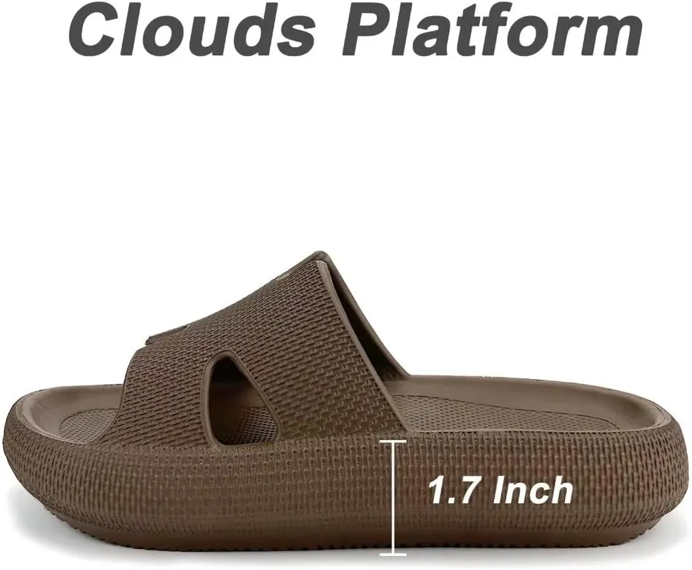 Cloud Pillow Recovery Slides for Women,Womens H-starp Platform Comfortable Memory Foam Arch Support Sandals,Waterproof EVA Cushioned Cushion Slippers for Beach Shower Bathroom Pool