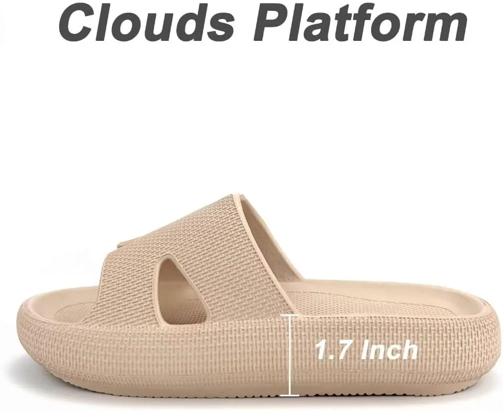 Cloud Pillow Recovery Slides for Women,Womens H-starp Platform Comfortable Memory Foam Arch Support Sandals,Waterproof EVA Cushioned Cushion Slippers for Beach Shower Bathroom Pool
