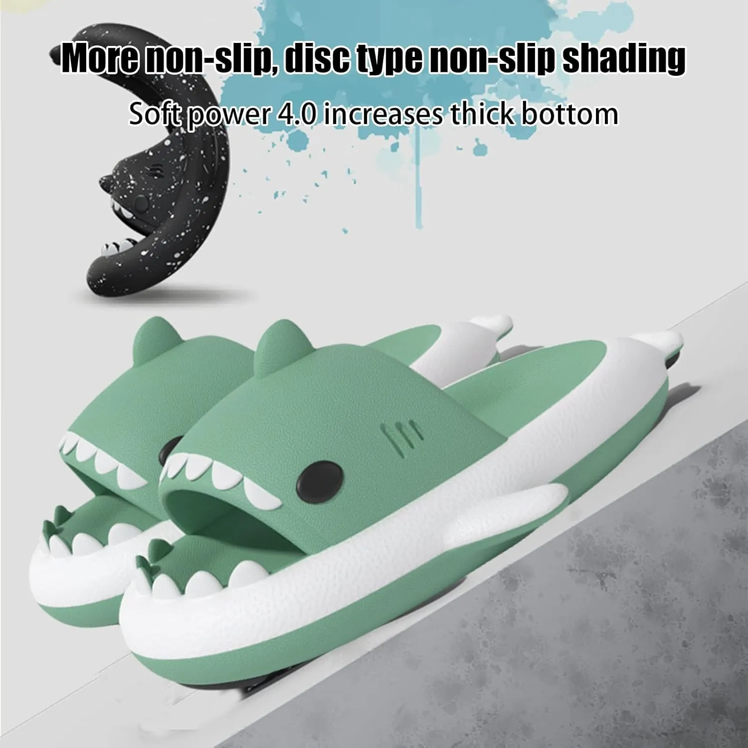Cloud Shark Slides for Women Men, Bicolor Thick Sole Couple Cloud Shark Slippers, Sunmmer Cute Beach Bathroom Shark Sandals