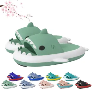 Cloud Shark Slides for Women Men, Bicolor Thick Sole Couple Cloud Shark Slippers, Sunmmer Cute Beach Bathroom Shark Sandals