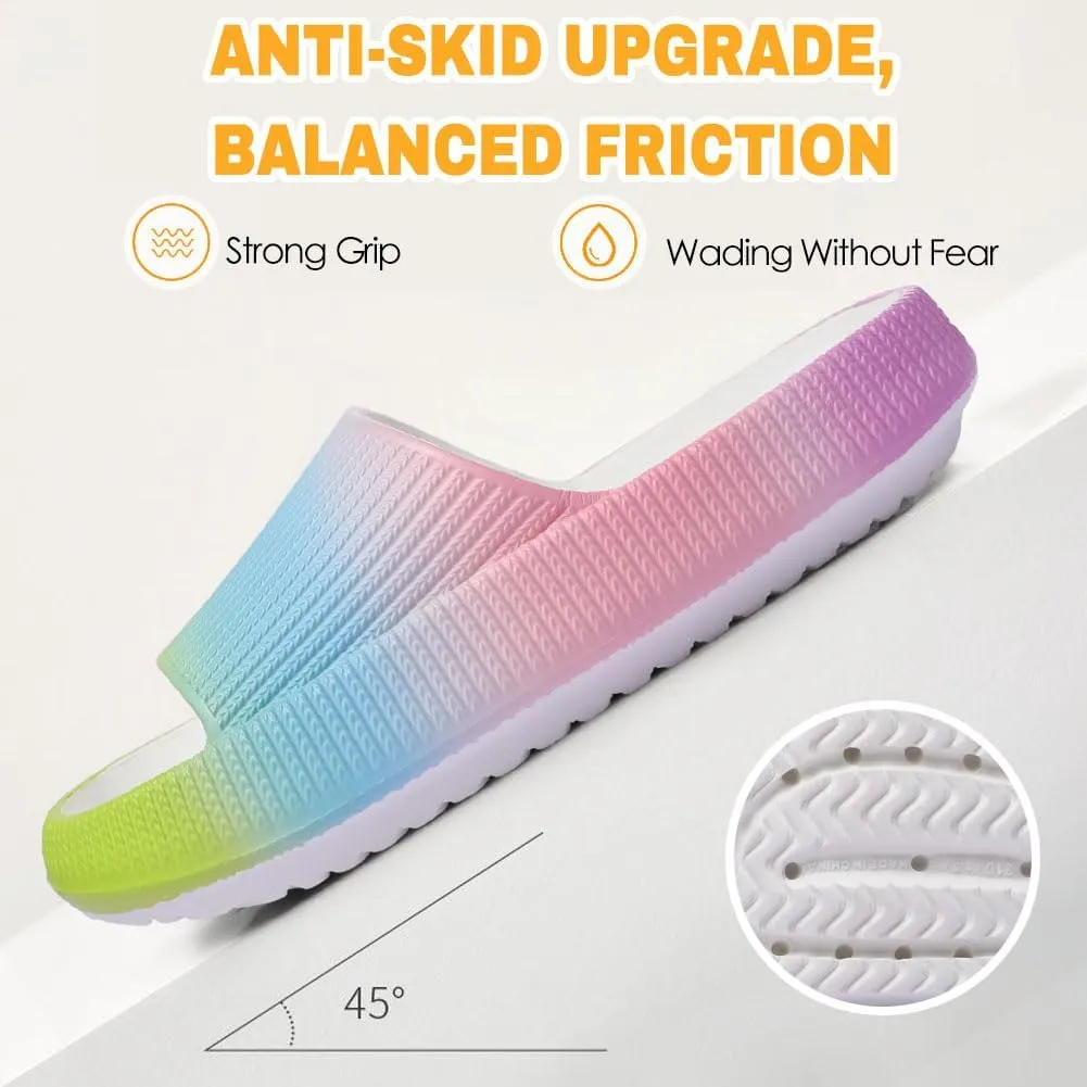 Cloud Slides for Kids, Girls Boys Pillow Slippers Shower Bathroom, Comfort Non-Slip Thick Sole Slippers Summer Beach Shoes for Little Kid/Big Kid