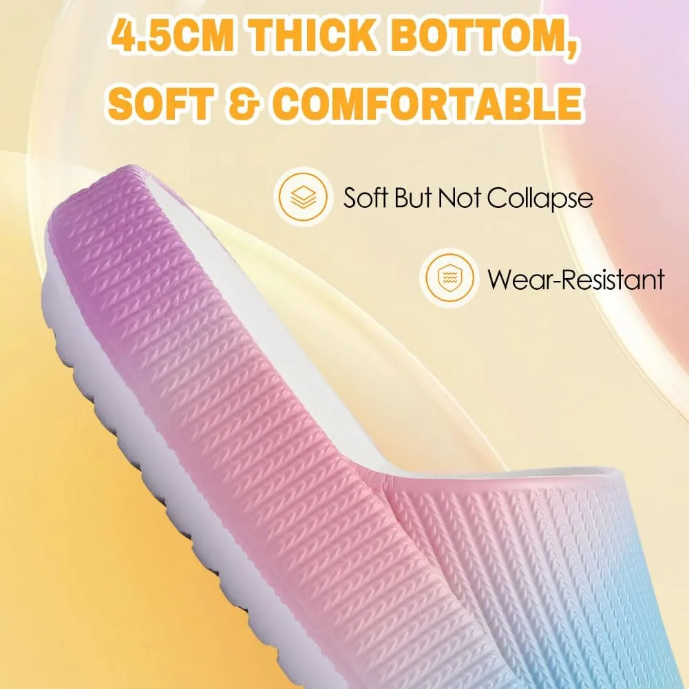 Cloud Slides for Kids, Girls Boys Pillow Slippers Shower Bathroom, Comfort Non-Slip Thick Sole Slippers Summer Beach Shoes for Little Kid/Big Kid