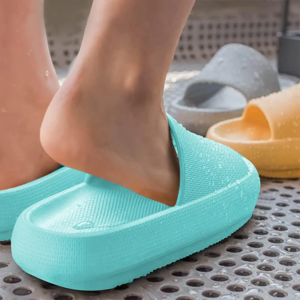 Cloud Slides for Kids, Girls Boys Pillow Slippers Shower Bathroom, Comfort Non-Slip Thick Sole Slippers Summer Beach Shoes for Little Kid/Big Kid