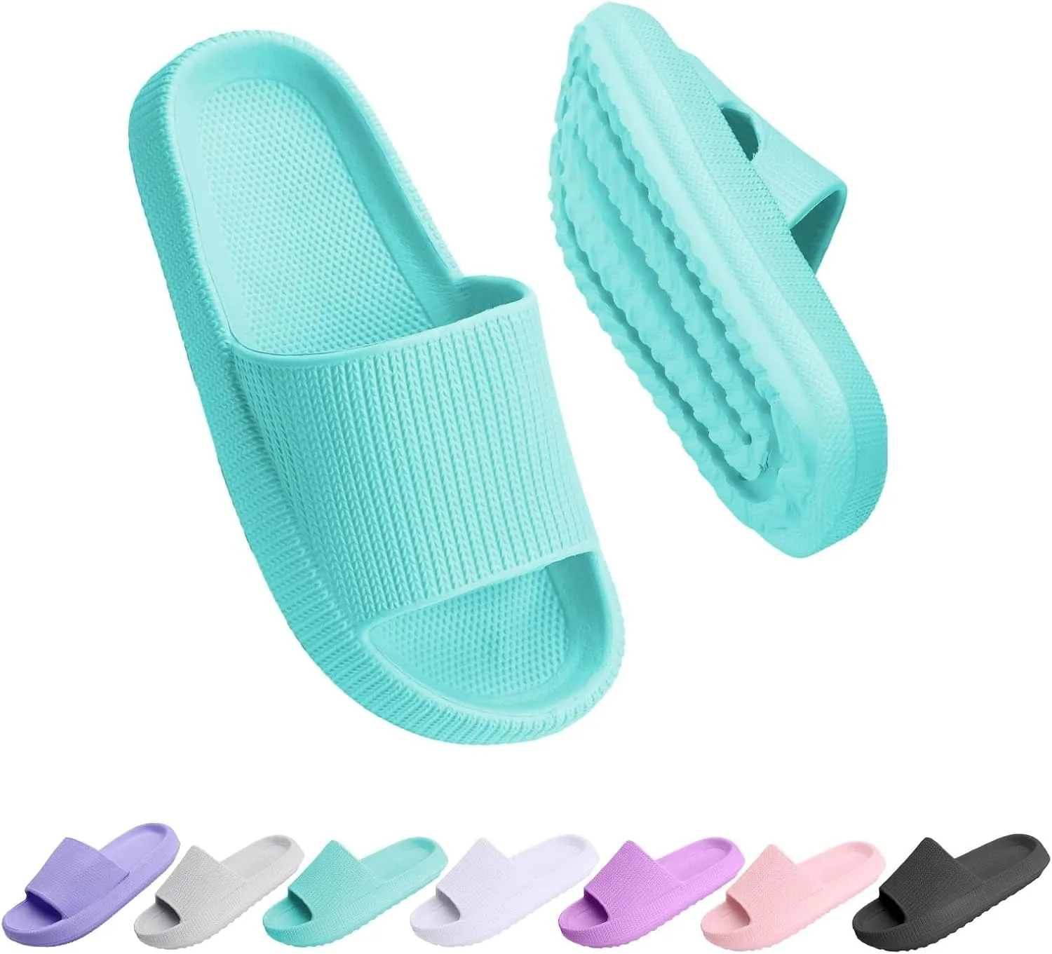 Cloud Slides for Kids, Girls Boys Pillow Slippers Shower Bathroom, Comfort Non-Slip Thick Sole Slippers Summer Beach Shoes for Little Kid/Big Kid