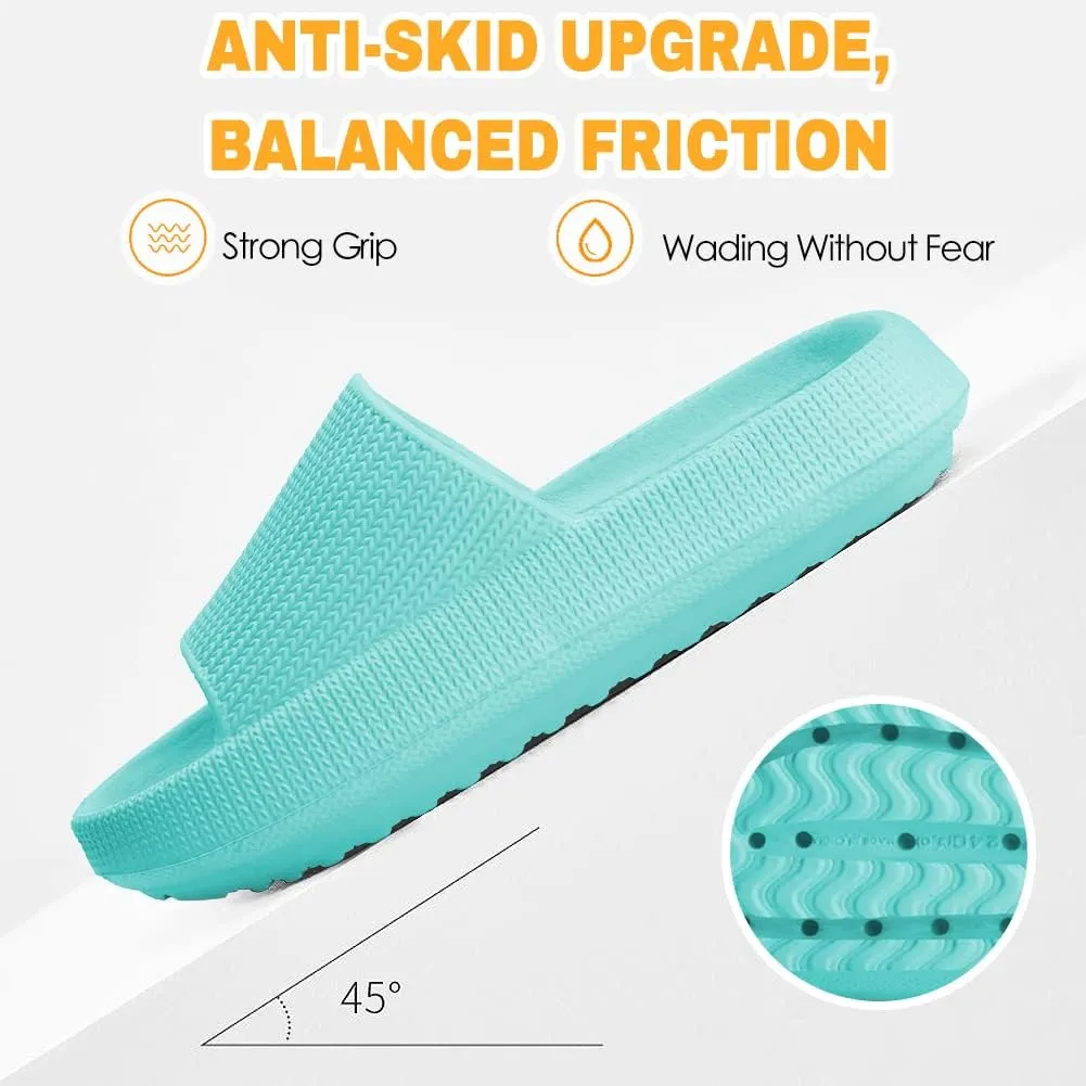 Cloud Slides for Kids, Girls Boys Pillow Slippers Shower Bathroom, Comfort Non-Slip Thick Sole Slippers Summer Beach Shoes for Little Kid/Big Kid