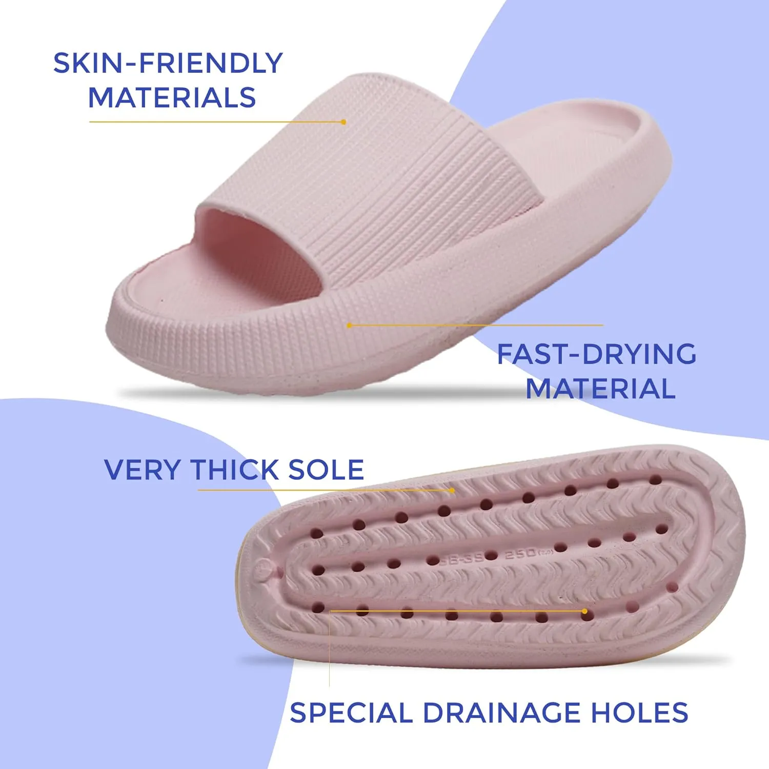 Cloud Slides For Women And Men - Comfy Non Slip Indoors Slippers For Shower Spa Pool College Outdoors Slides - Soft And Cozy Open Toe House Sandals Thick Soles