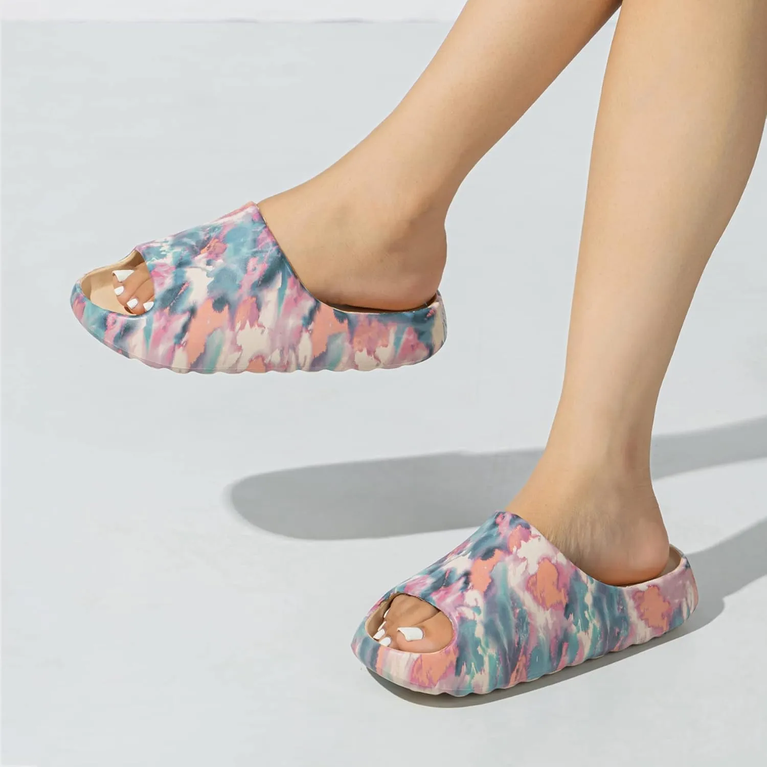 Cloud Slides for Women and Men, Platform Slides Slippers, Non-Slip Quick Drying Soft Lightweight Shower Shoes, Thick Sole Open Toe Slides Sandals for Indoor & Outdoor